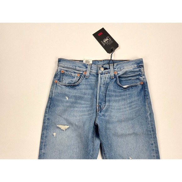 Levi's 501 Premium Skinny Jeans Women 28x28 NWT Distressed Button Fly High Rise - Picture 5 of 13
